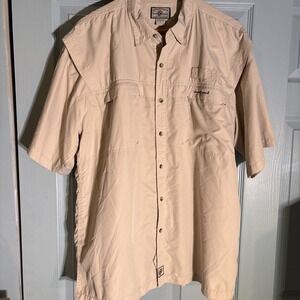 Hook & Tackle Shirt Men's Large Short Sleeve Button Up Fishing Pockets Vent Soft